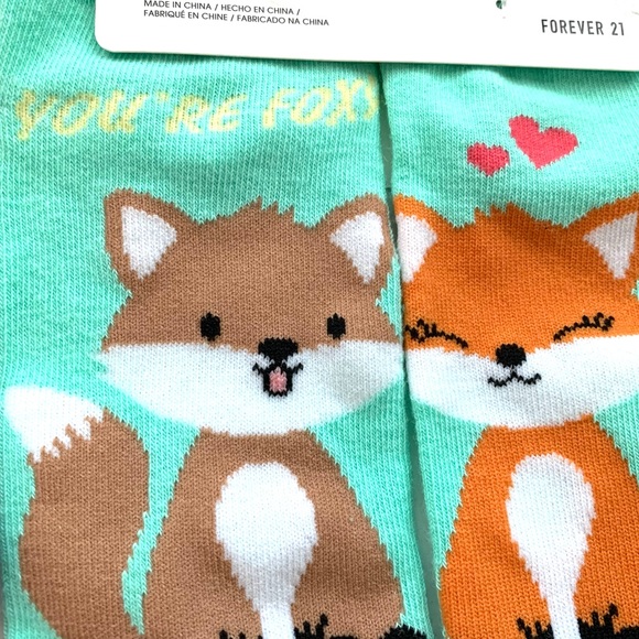 Forever 21 Ankle Socks 4 Pairs Animal Fox Bunny Soda Print - Picture 10 of 11